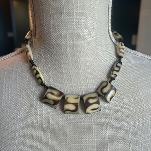 Tribal Cream and Brown Necklace